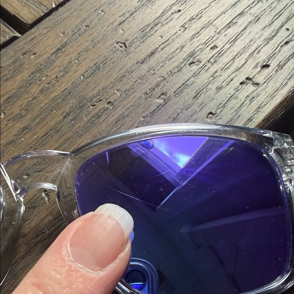 Oakley Transparent Frame Sunglasses with Purple Lenses - Picture 3 of 10